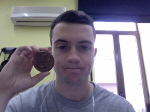 Just kidding. Carlene brought in chocolate wafers today. 
